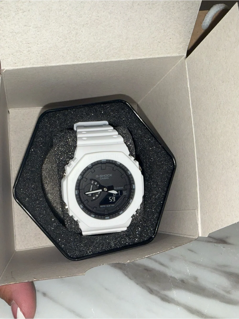 🤍🖤BRAND NEW Casio G-Shock White Analog-Digital Watch with Black Dial 🖤🤍